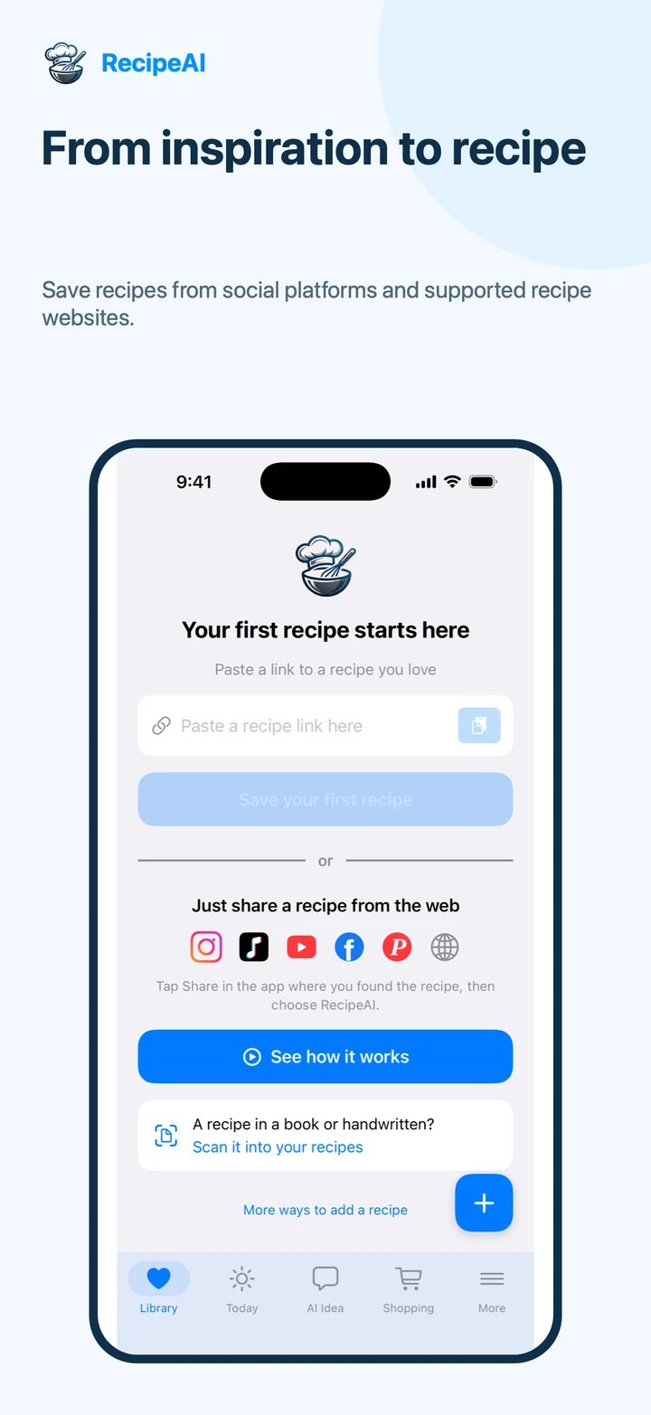 Share or scan a recipe in RecipeAI